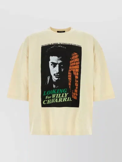 Willy Chavarria Cotton Oversized Looking Graphic Print T Shirt In Neutral