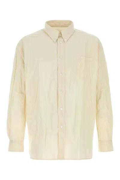 Willy Chavarria Cotton Poplin Shirt With Metal Fiber Accent In Neutral