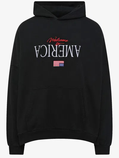Willy Chavarria Cotton Sweatshirt With Front Embroidery In Black