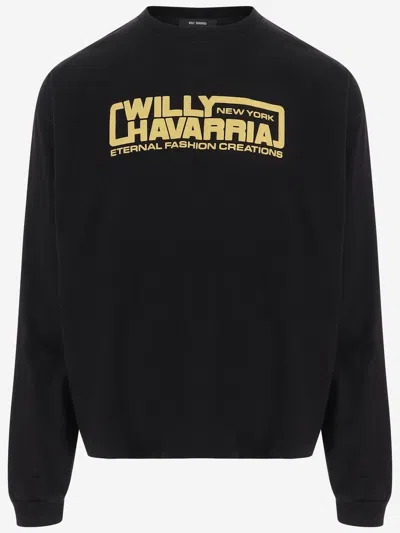 Willy Chavarria Cotton Sweatshirt With Logo In Black