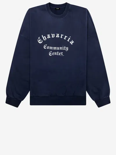 Willy Chavarria Cotton Sweatshirt With Logo In Blue