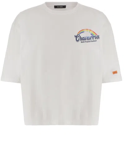 Willy Chavarria Cotton T-shirt With Vibrant Rainbow Print In Neutral