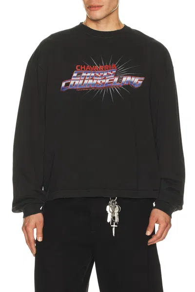 Willy Chavarria Crisis Counseling Longsleeve Buffalo Tee In Black