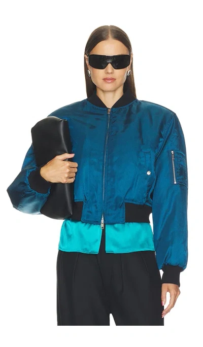 Willy Chavarria Cropped Bomber Jacket In Blue