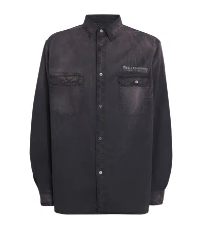 Willy Chavarria Denim Corcoran Shirt In Black