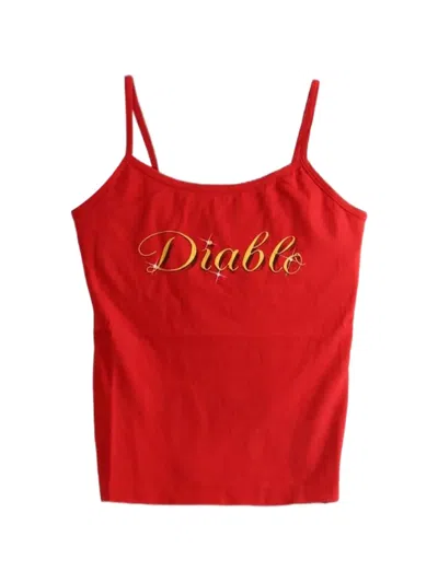 Willy Chavarria Diablo Cholita Logo-print Camisole Top In Red