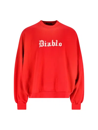 Willy Chavarria Diablo Hooligan Crew Neck Sweatshirt In Red