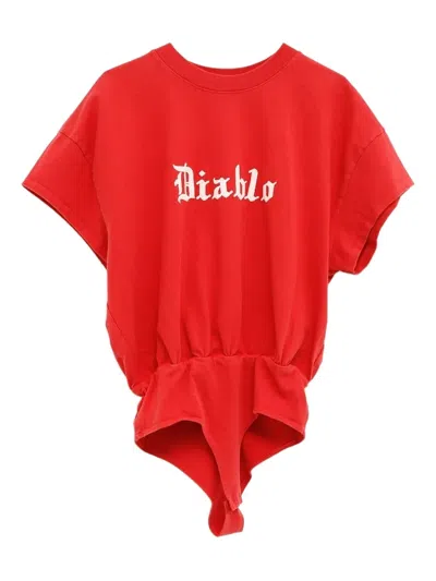 Willy Chavarria Diablo-print Body In Red