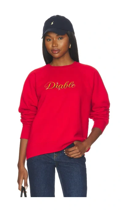 Willy Chavarria Diablo Raglan Standard Crewneck Sweatshirt In Red