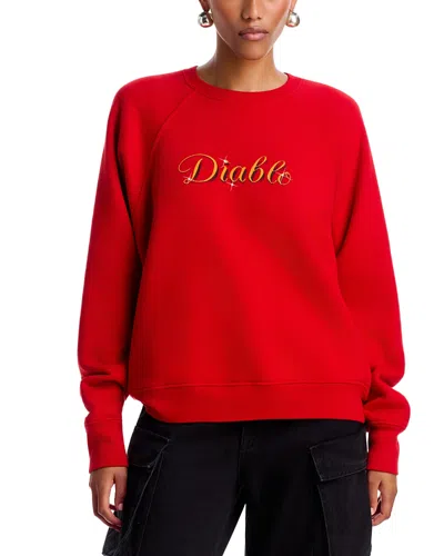 Willy Chavarria Diablo Raglan Standard Crewneck Sweatshirt In Red