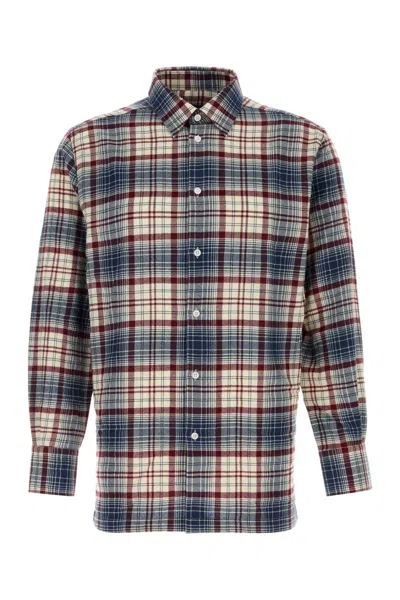 Willy Chavarria Embroidered Checked Wool Flannel Shirt For Men In Multi