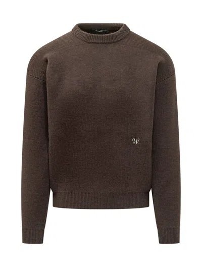 Willy Chavarria Embroidered Crewneck Sweater In Brown