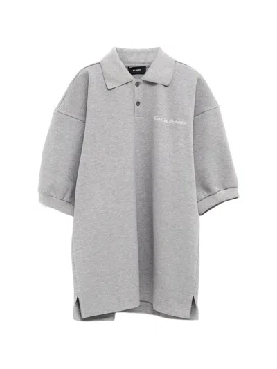 Willy Chavarria Embroidered-logo Oversized Polo Shirt In Gray