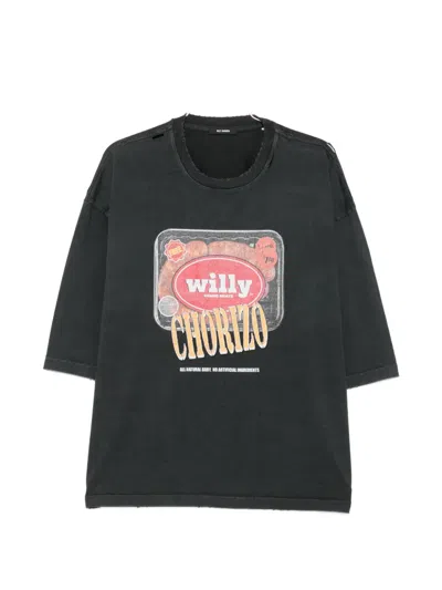 Willy Chavarria Especial Chorizo Buffalo Graphic-print Distressed T-shirt In Black