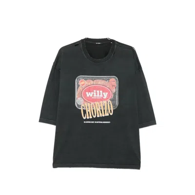 Willy Chavarria Especial Chorizo Buffalo Graphic-print Distressed T-shirt In Black