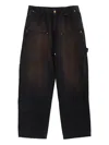 Willy Chavarria Toluca Oversized Wide-leg Distressed Cotton-canvas Trousers In Black