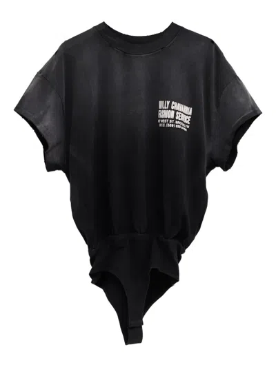 Willy Chavarria Fashion Services Bodysuit In Black