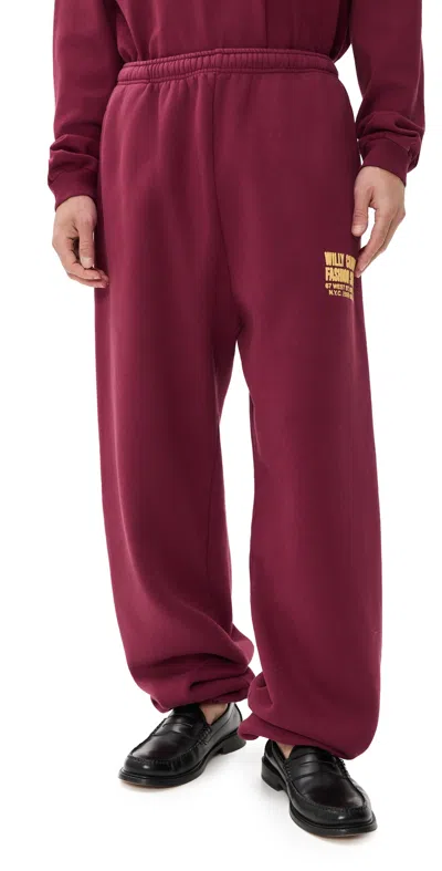 Willy Chavarria Fashion Services Buff Sweatpants Bordeaux In Purple