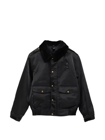 Willy Chavarria Faux-fur Collar Bomber Jacket In Black