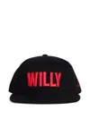 Willy Chavarria Flat Peak Cap With Embossed Logo And Adjustable Strap In Black