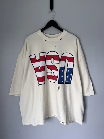 Pre-owned Willy Chavarria Flipped Usa Buffalo Tee In Masa In White