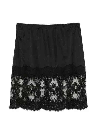 Willy Chavarria Fondo Lace-trim Midi Skirt In Black