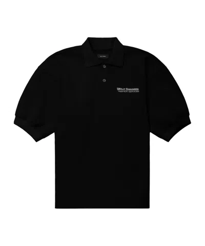 Willy Chavarria Football Embroidery Polo Shirt In Black