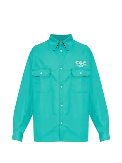 Willy Chavarria Front-pocket Logo Shirt In Green