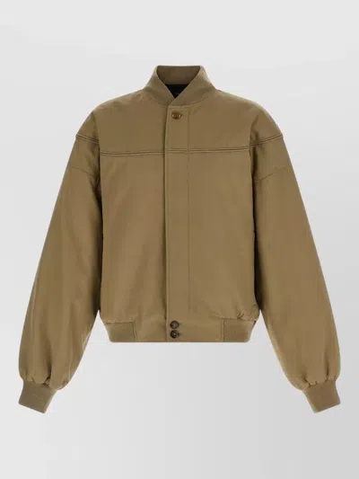 Willy Chavarria Gas Station Bomber Jacket Stand Collar Ribbed In Brown