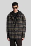 Willy Chavarria Ganadero Oversized Layered Checked Cotton-flannel And Jersey Hooded Overshirt In Green