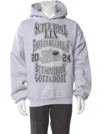 Pre-owned Willy Chavarria Graphic Print Crew Neck Hoodie In White