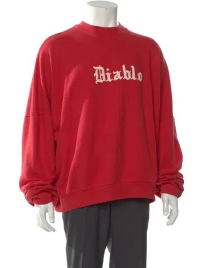 Pre-owned Willy Chavarria Graphic Print Crew Neck Sweatshirt In Red