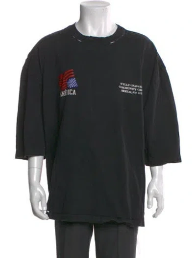 Pre-owned Willy Chavarria Graphic Print Crew Neck T-shirt In Black