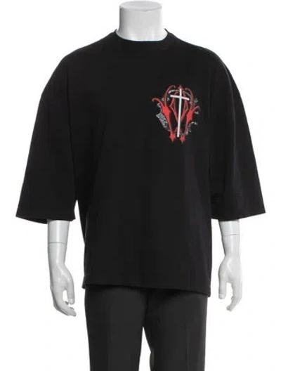 Pre-owned Willy Chavarria Graphic Print Crew Neck T-shirt In Black