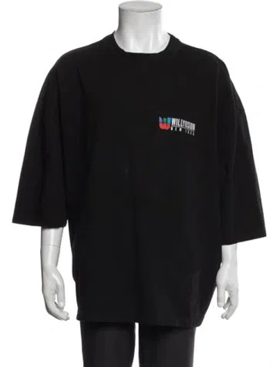Pre-owned Willy Chavarria Graphic Print Crew Neck T-shirt In Black