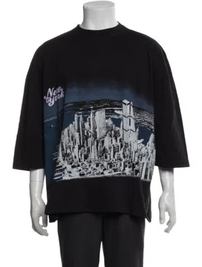 Pre-owned Willy Chavarria Graphic Print Crew Neck T-shirt In Black