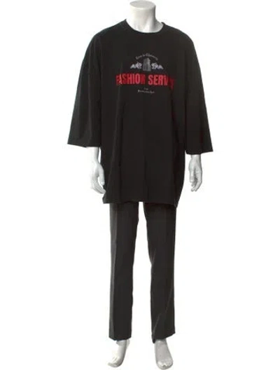 Pre-owned Willy Chavarria Graphic Print Crew Neck T-shirt In Black