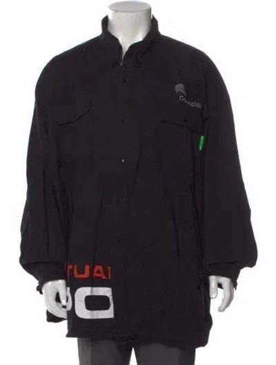 Pre-owned Willy Chavarria Graphic Print Long Sleeve Jersey In Black