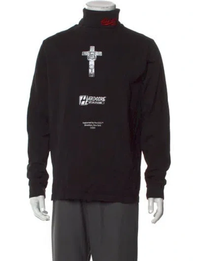 Pre-owned Willy Chavarria Graphic Print Mock Neck Sweatshirt In Black