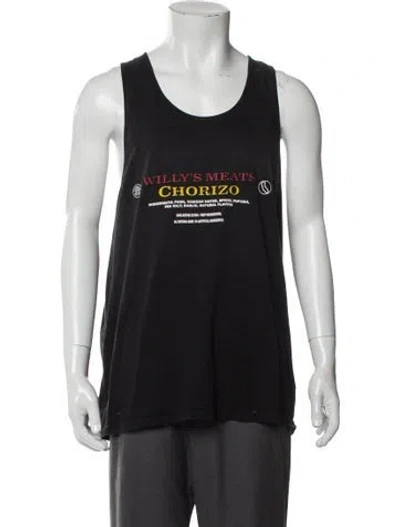 Pre-owned Willy Chavarria Graphic Print Scoop Neck T-shirt In Black