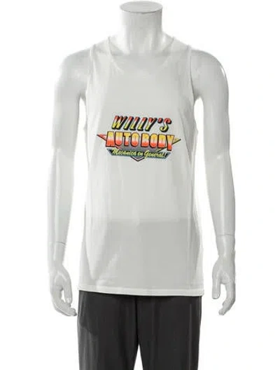 Pre-owned Willy Chavarria Graphic Print Scoop Neck T-shirt W/ Tags In White