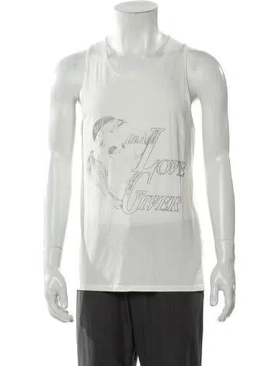 Pre-owned Willy Chavarria Graphic Print Scoop Neck T-shirt W/ Tags In White