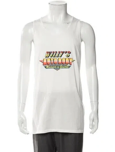 Pre-owned Willy Chavarria Graphic Print Scoop Neck T-shirt W/ Tags In White