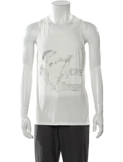 Pre-owned Willy Chavarria Graphic Print Scoop Neck T-shirt In White