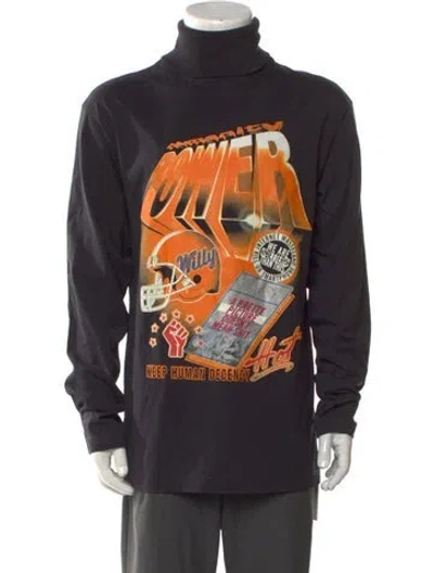 Pre-owned Willy Chavarria Graphic Print Turtleneck T-shirt In Blue