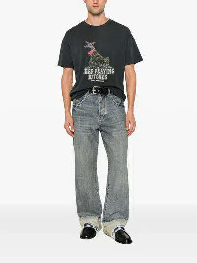 Willy Chavarria Graphic-print Distressed T-shirt In Black