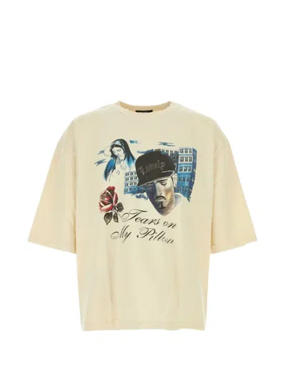 Willy Chavarria Ivory Cotton Oversize Tears On My Pillow T Shirt In Neutral