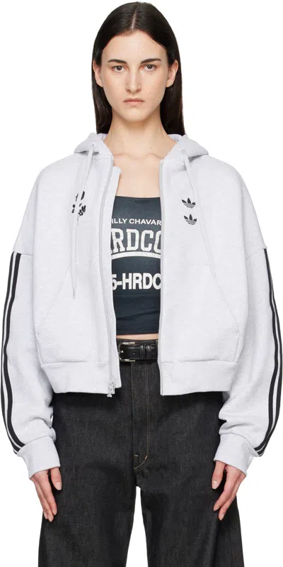 Willy Chavarria Gray Adidas Originals Edition Full Zip Logo Hoodie