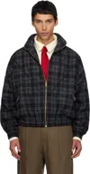Willy Chavarria Ruff Rider Logo-embroidered Checked Wool-blend Jacket In Black