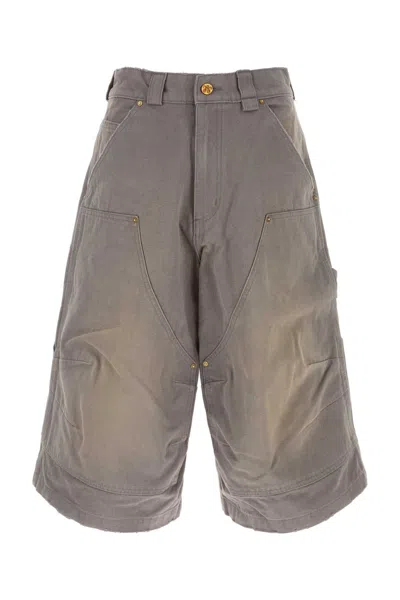Willy Chavarria Stockton Double Knee Bermuda Shorts In Gray